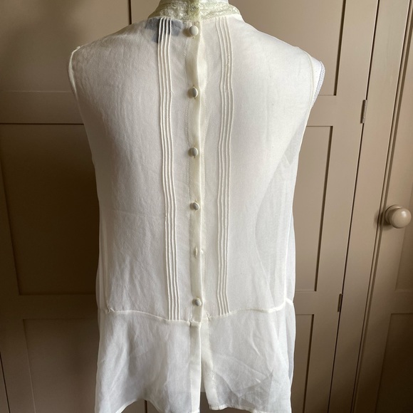 Top shop cream sleeveless high neck lace detail top 12 - Picture 3 of 5
